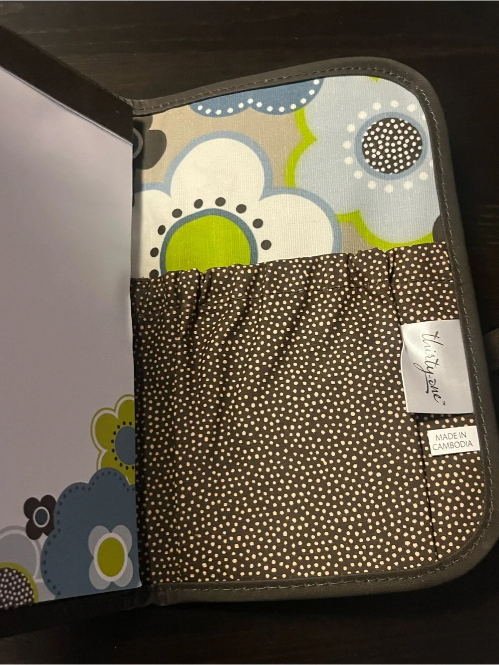 Thirty-One Fold & Go Organizer Notepad Holder Blue Green Floral